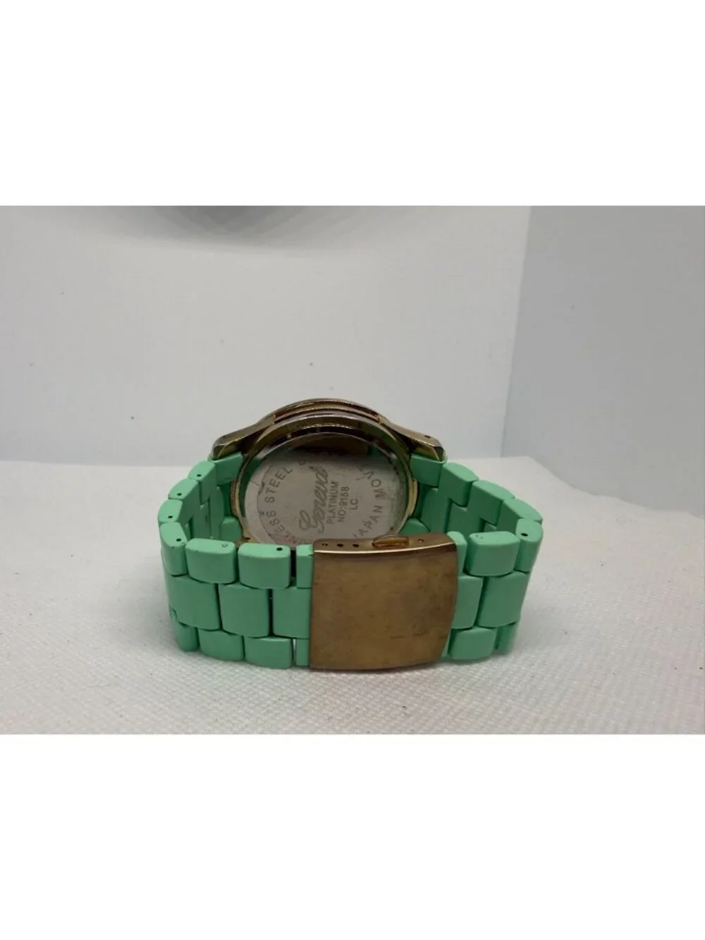 Geneva 6839J-Teal-Gold Unisex Boyfriend Chrono Style Link Watch Teal-Gold
